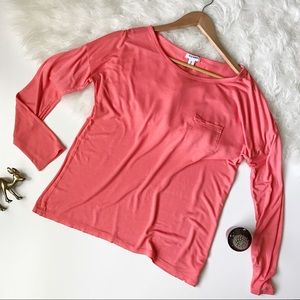 • OLD NAVY Coral Long Sleeve Pocket Tee •